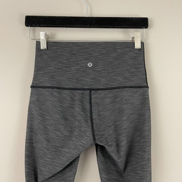 Lululemon Wunder Under Crop Hi-Rise Full-On Luxtreme Heathered Black Size 6 - Picture 7 of 7